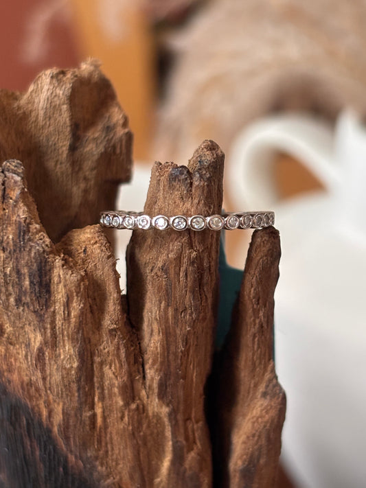 Moissanite Bezel Set Eternity Band Ring