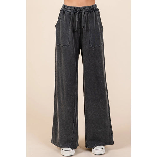 Mineral Wash French Terry Wide Leg Pants