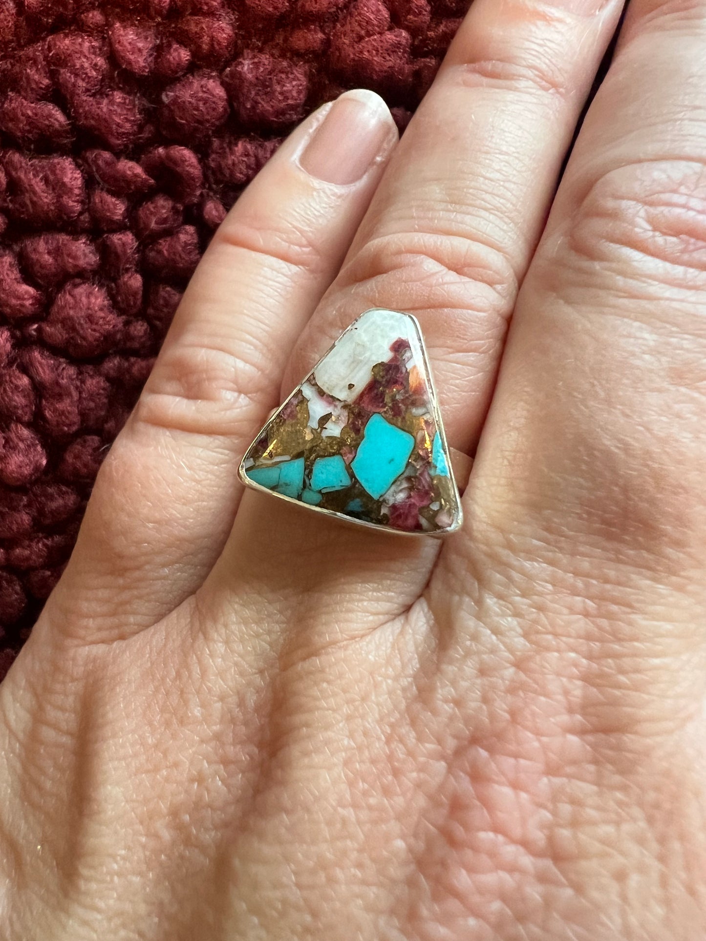 Red Oyster Turquoise Ring | Size 9