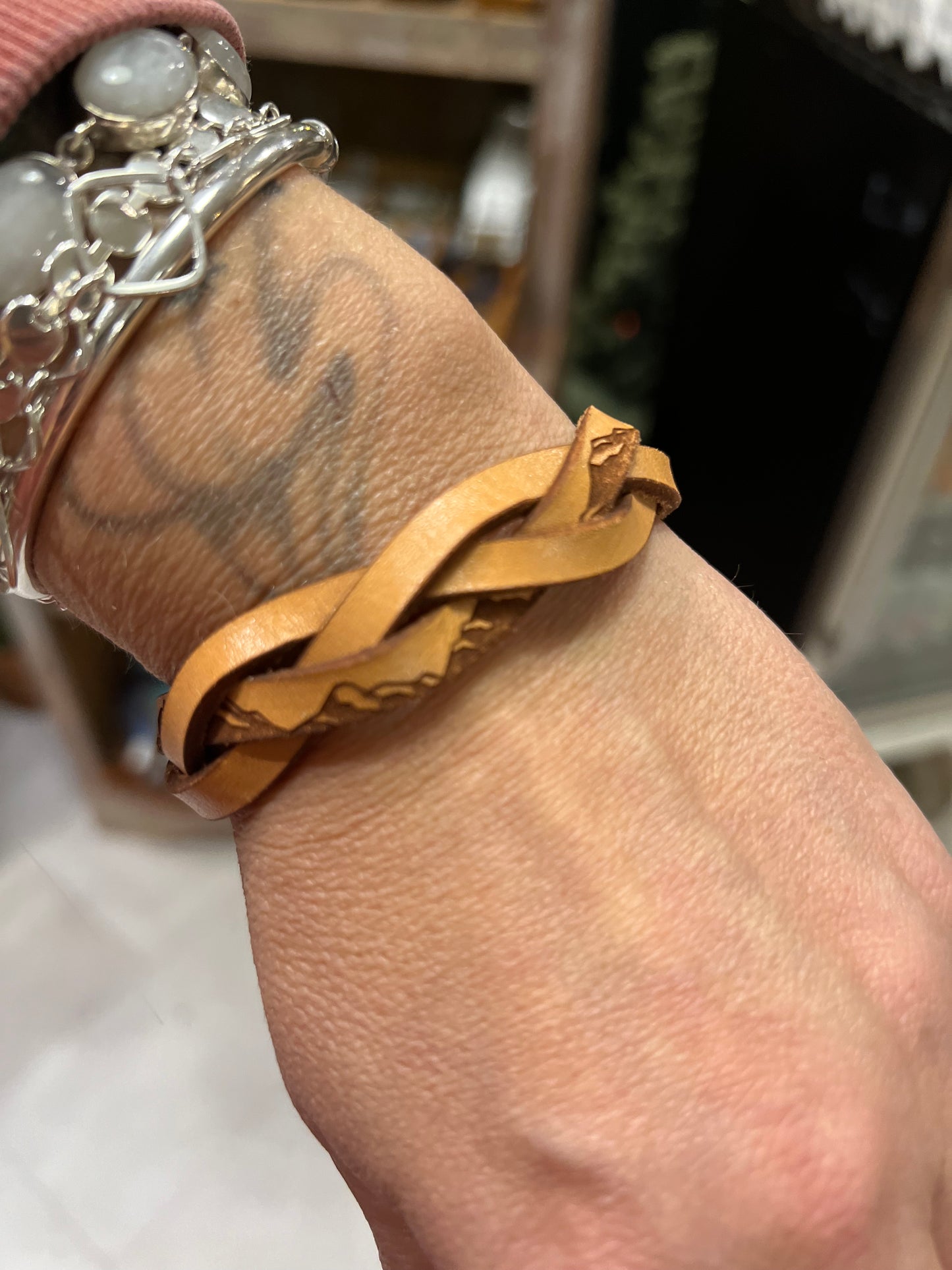 Laser Engraved Braided Leather Bracelet