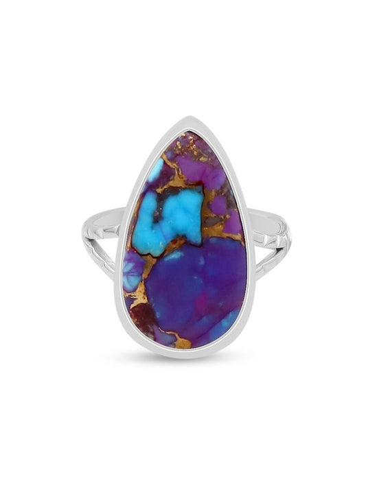 Blue Purple Copper Turquoise Ring | Size 6