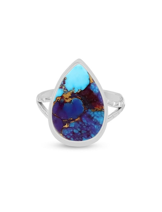 Blue Purple Copper Turquoise Ring | Size 9