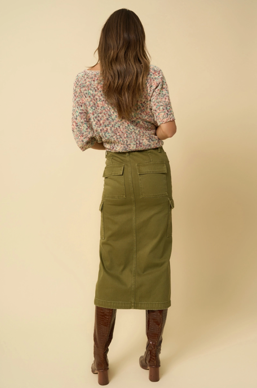 Olive Cargo Midi Skirt | Insane Gene