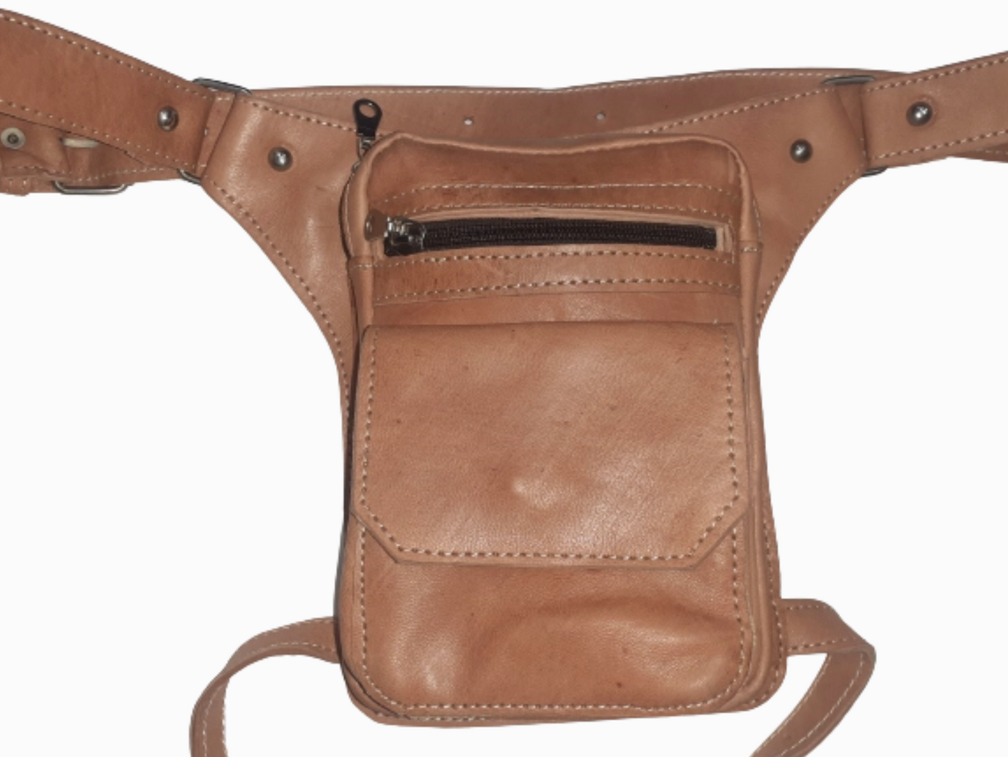 Multi-Pocket Leather Biker Leg Bag