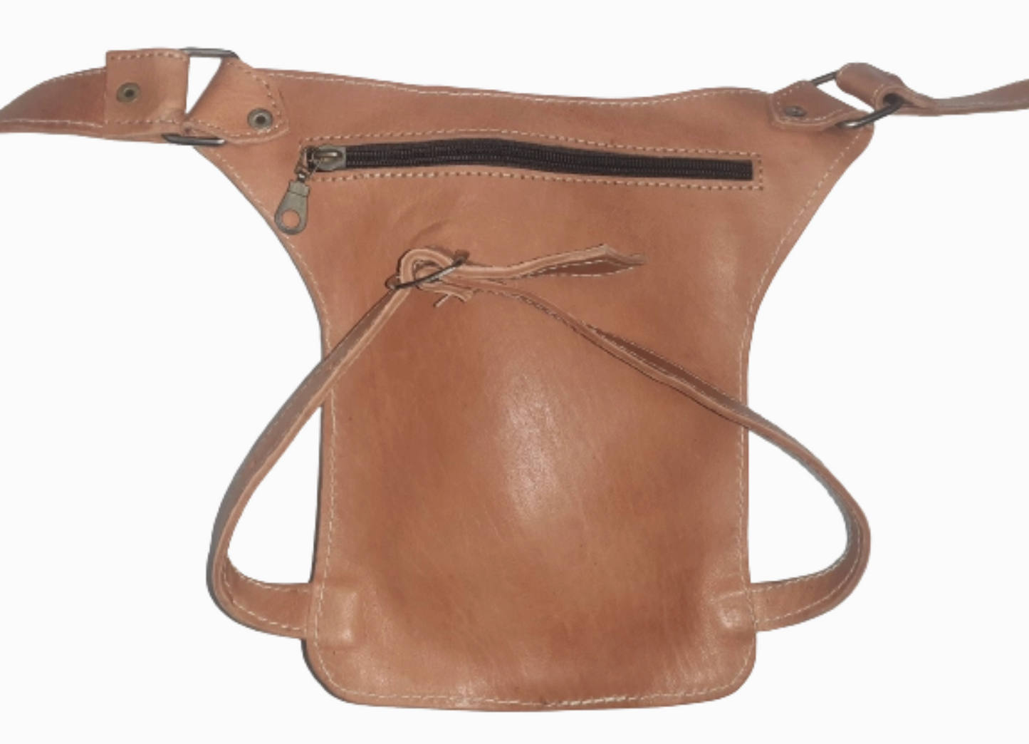 Multi-Pocket Leather Biker Leg Bag