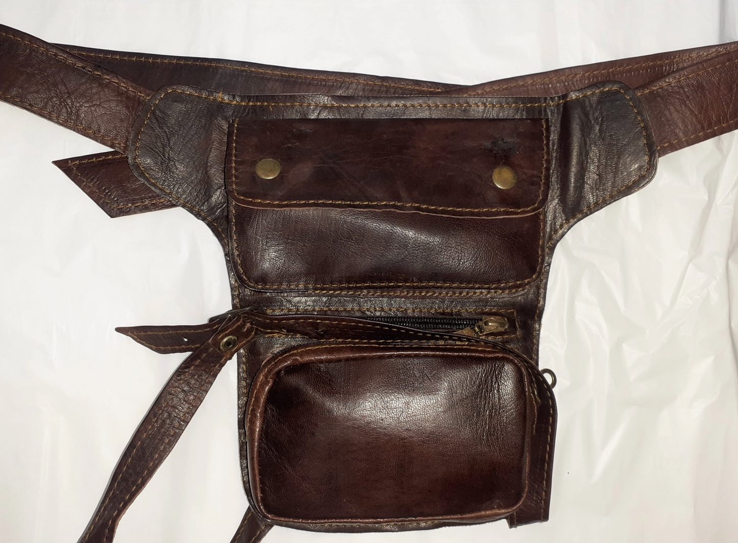 Multi-Pocket Leather Biker Waist Bag