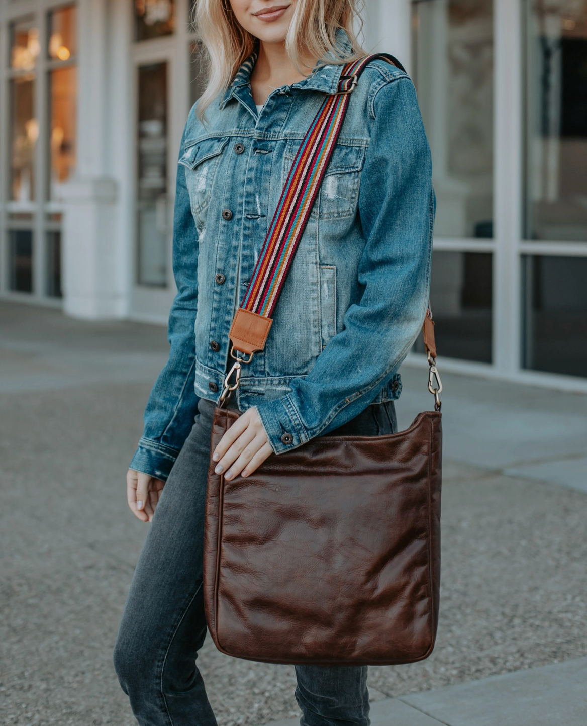 Dk Brown Leather Messenger Bag (No Strap)