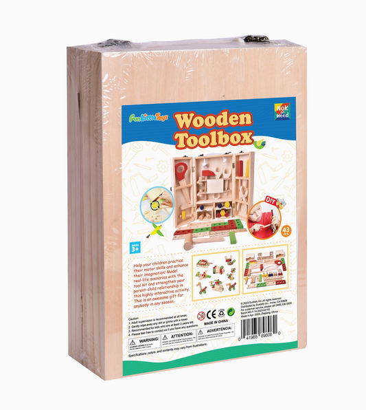 Montessori-Inspired 43 Pcs Wooden Toy Tool Box Set For Kids