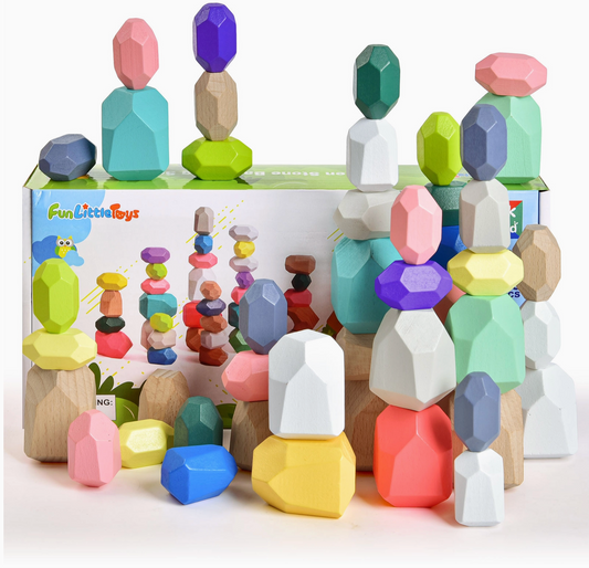 Montessori-Inspired Wooden Balancing Stacking Rocks Toy