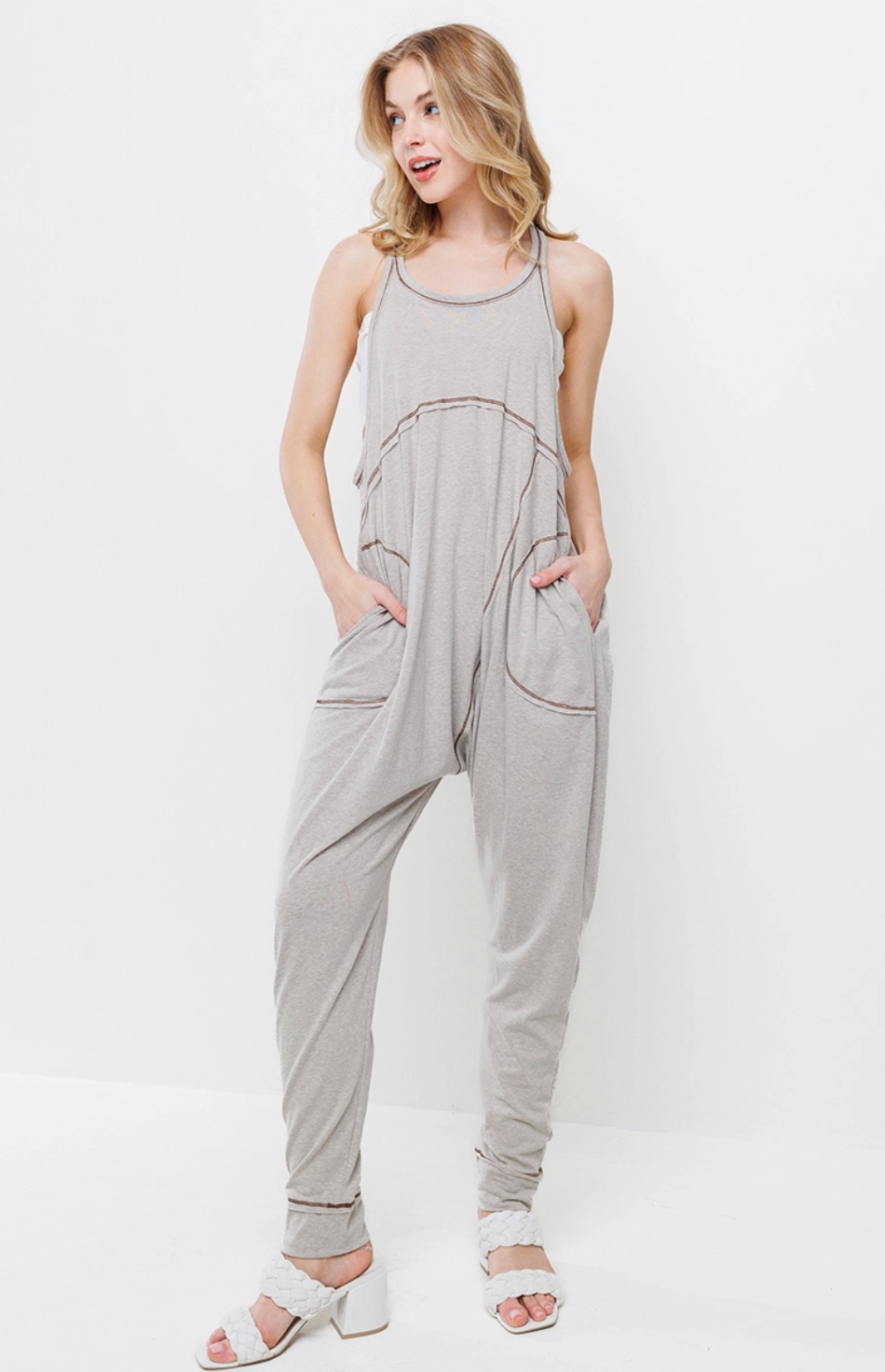 Sleeveless Solid Harem Jumpsuit