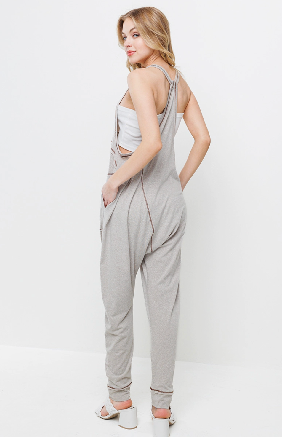 Sleeveless Solid Harem Jumpsuit