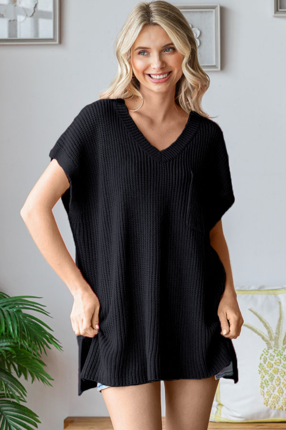 Ribbed V-Neck Top