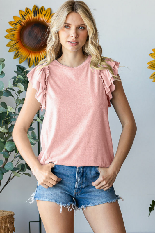 Tri-blend Ruffle Top