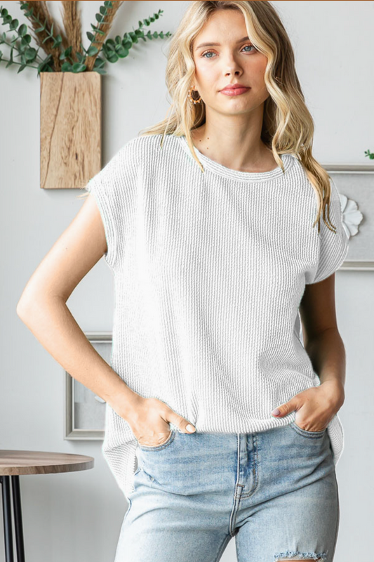 Ribbed Cap Sleeve Top