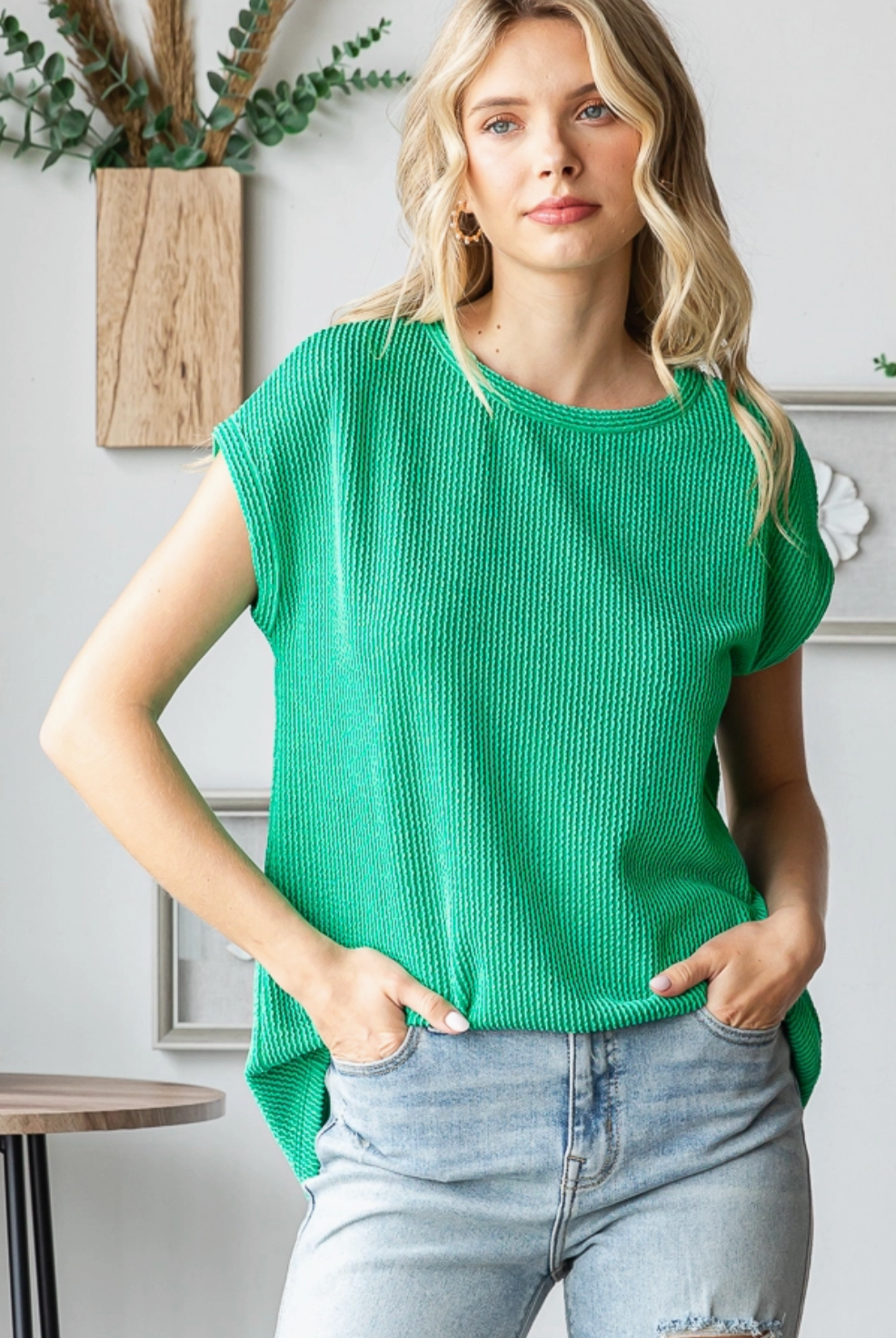 Ribbed Cap Sleeve Top