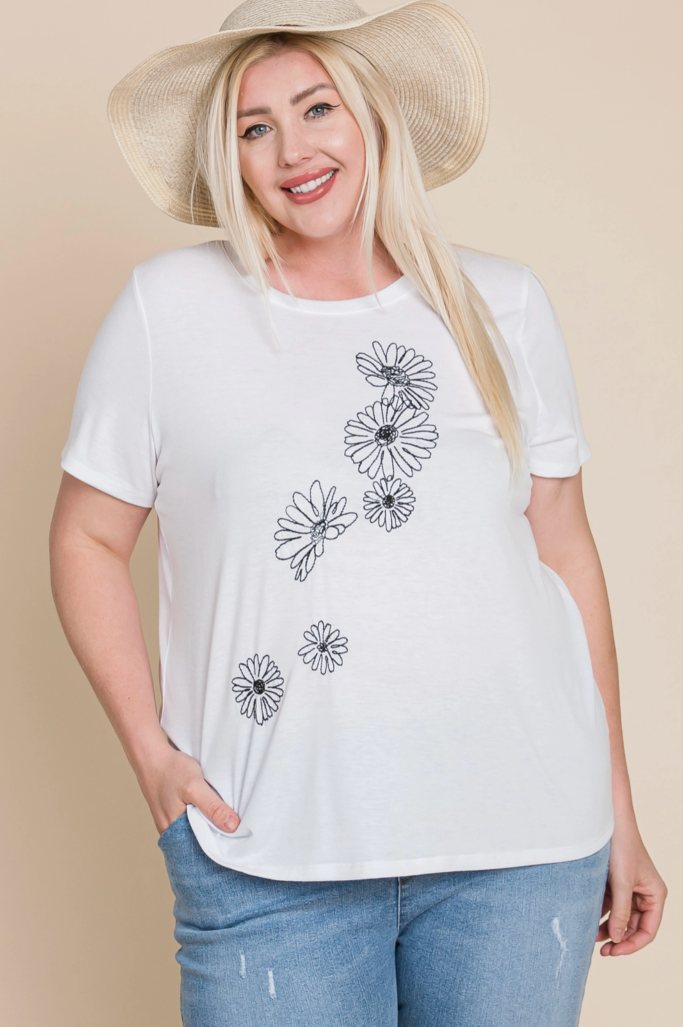 Floral Embroidery Short Sleeve Top