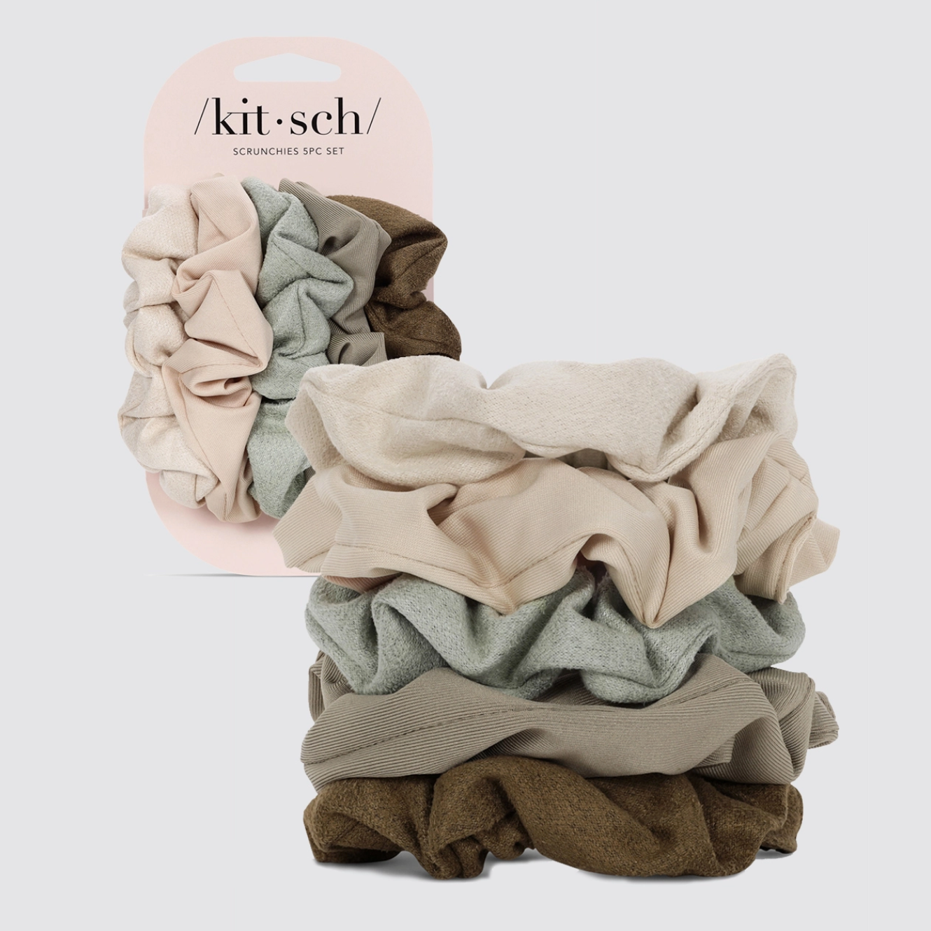 Assorted Textured Scrunchies 5pc Set