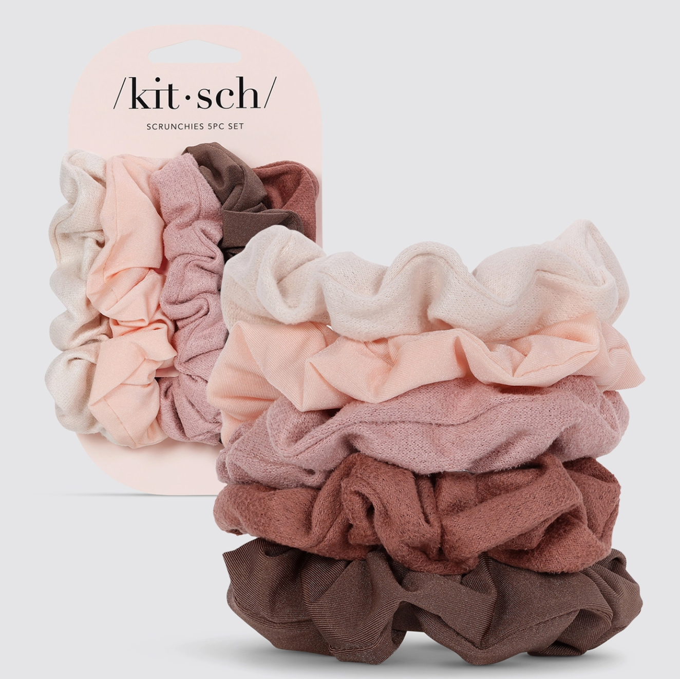 Assorted Textured Scrunchies 5pc Set