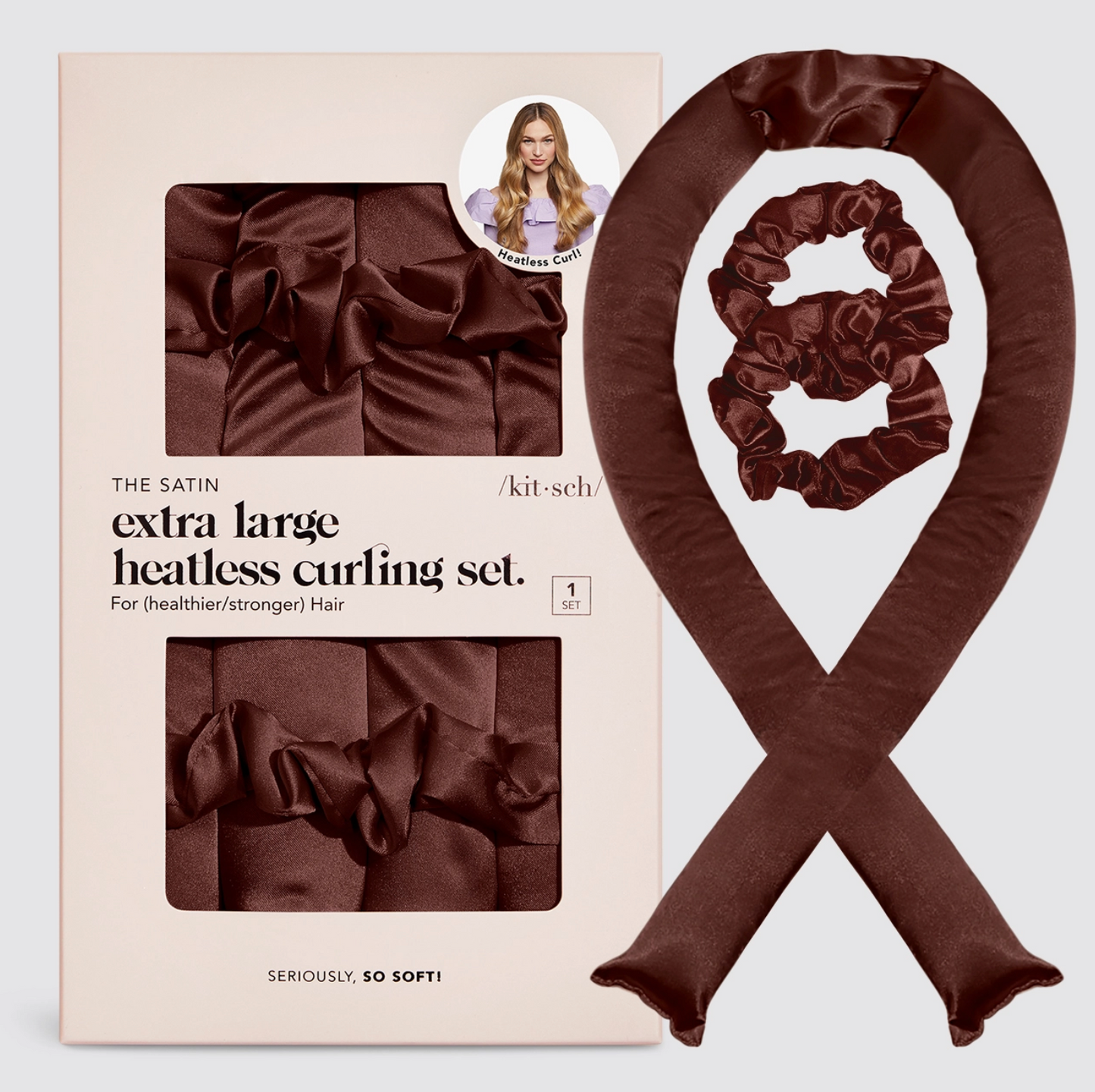 Xl Satin Heatless Curling Set - Chocolate