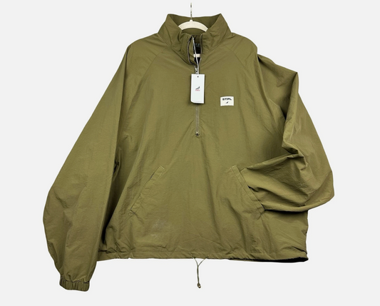 Lightweight Windbreaker Olive Green Half Zip Jacket