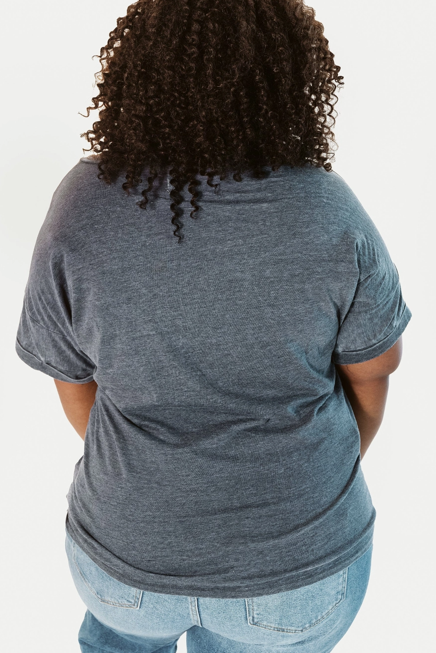 V-Neck Rolled Sleeve T-Shirt (Size 3XL - Peachy-Pink)