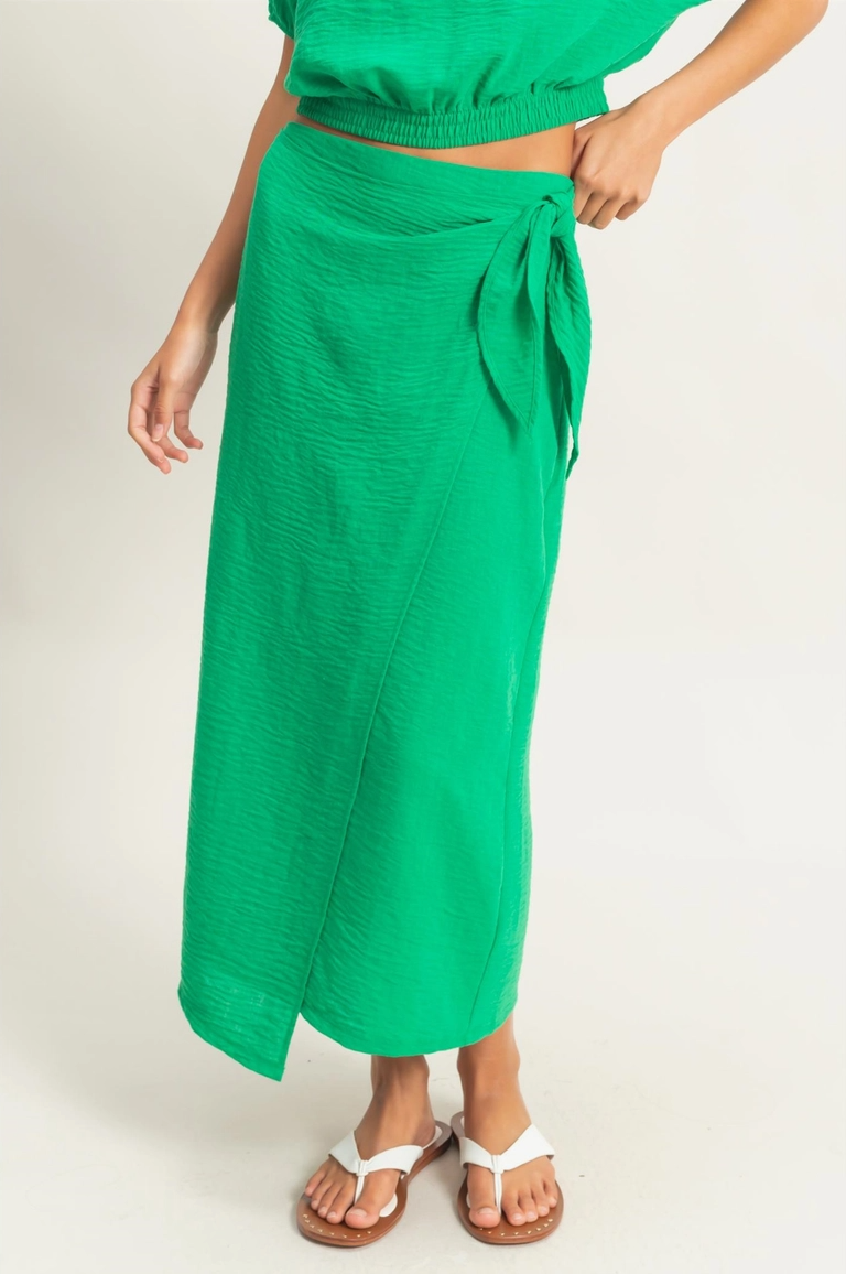 High Waist Crinkle Woven Maxi Skirt