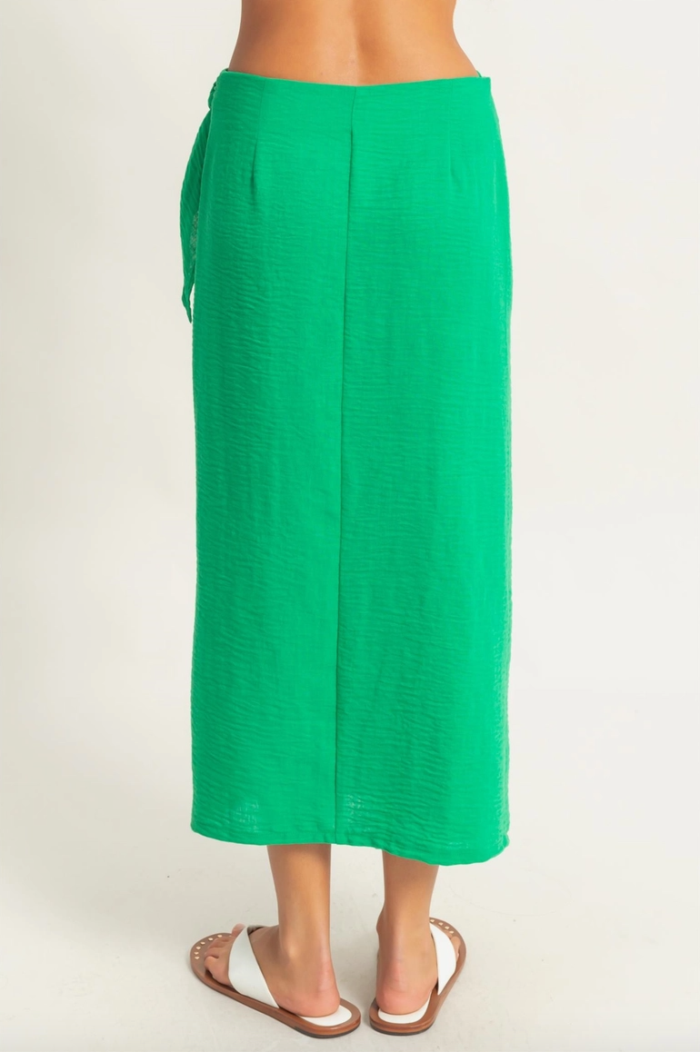 High Waist Crinkle Woven Maxi Skirt