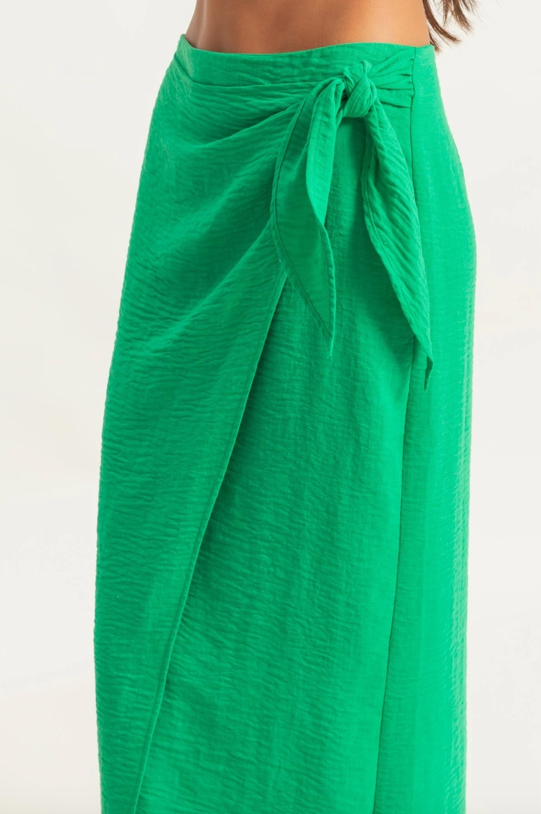 High Waist Crinkle Woven Maxi Skirt
