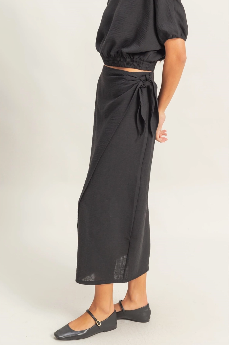 High Waist Crinkle Woven Maxi Skirt