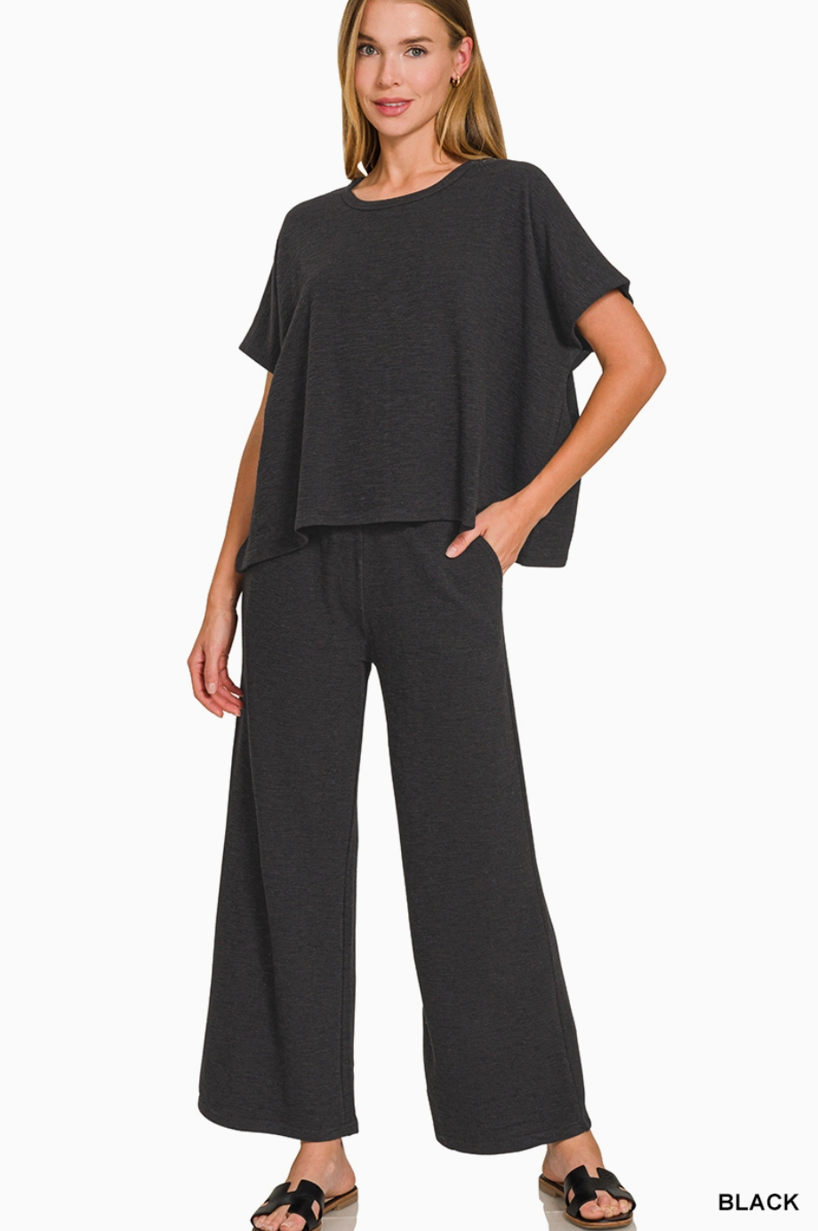 Cotton Slub Top & Pants 2pc Set