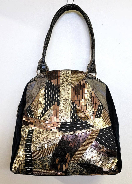Velvet Sequin Embroidered Tote
