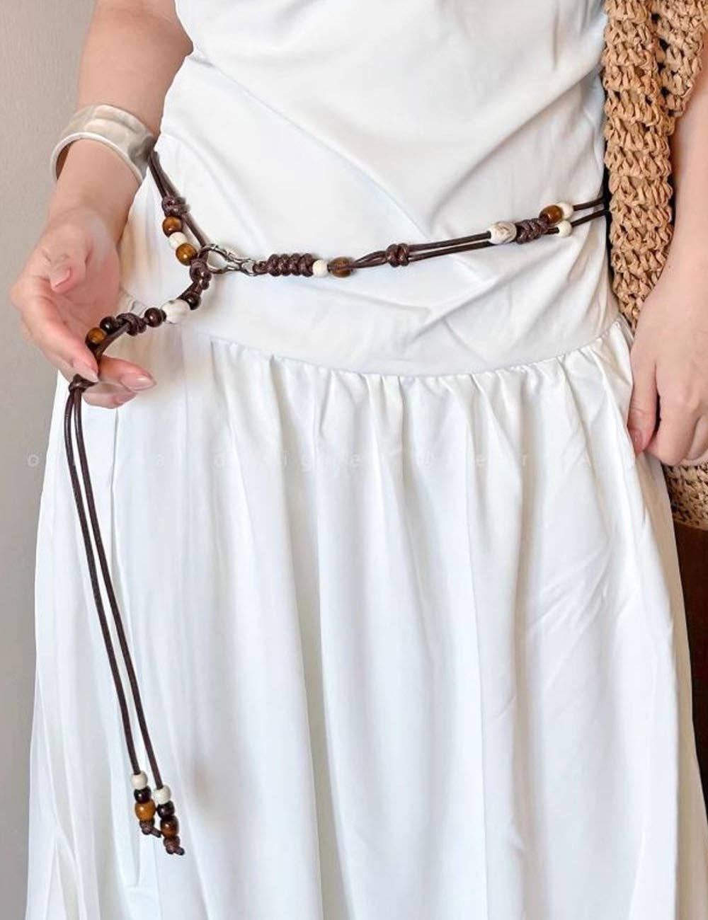 Boho Style Rope Braided Beaded Waist Chain