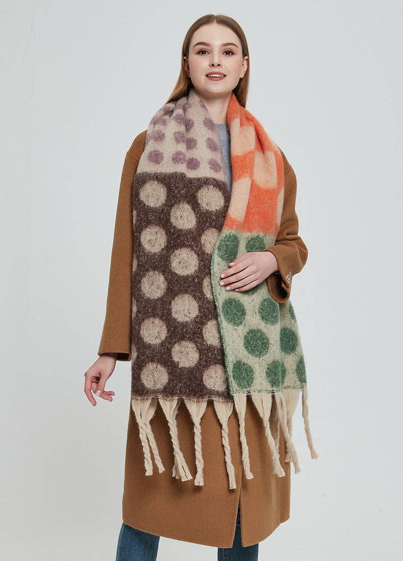 Contrast Color Point Tassel Warm Scarf
