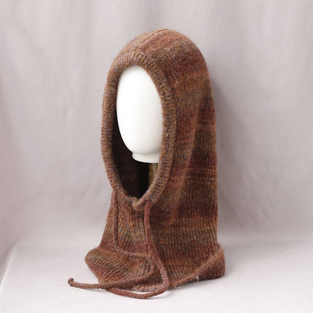 Vintage Striped Knitted Hooded Scarf Hat