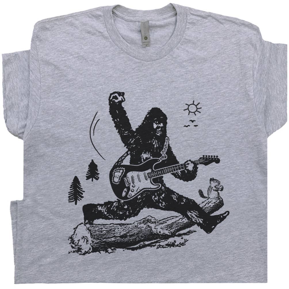 Bigfoot Guitar Shirt Cool Music Band Sasquatch Vintage Rock