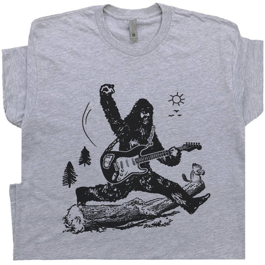 Bigfoot Guitar Shirt Cool Music Band Sasquatch Vintage Rock