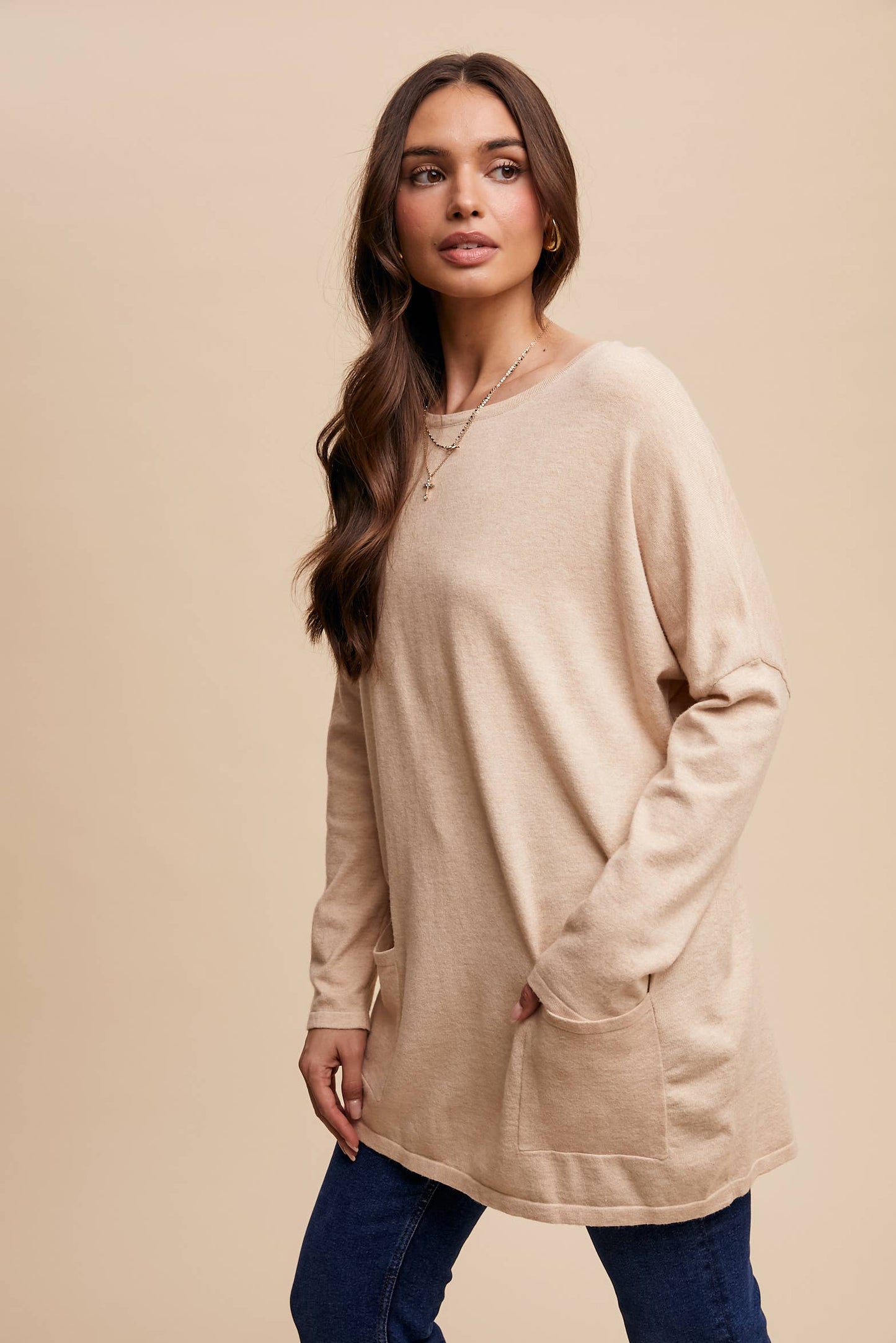 Cozy Knit Pocket Tunic Dress
