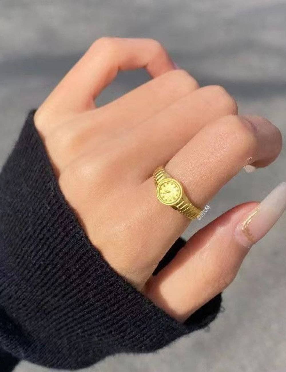 Retro Gold Plated Watch Open Ring