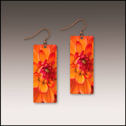 Orange Dahlia Banner Handmade Earrings