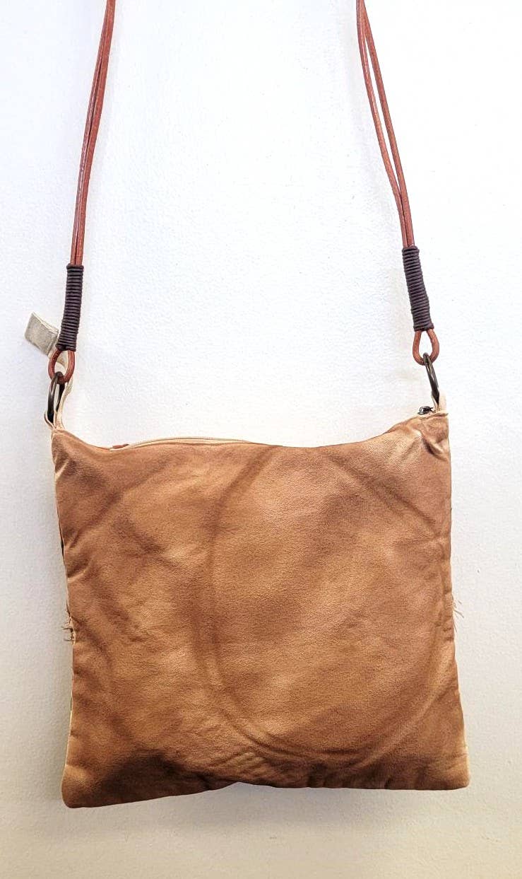 Embroidered Beaded Wood Crossbody