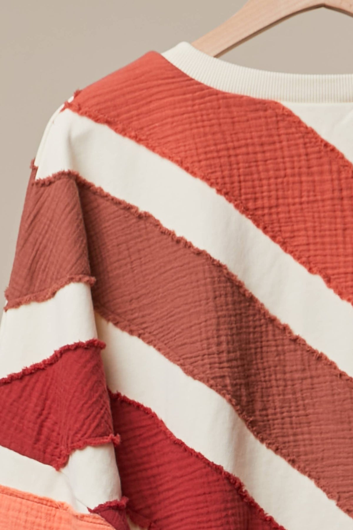 COLORBLOCK TEXTURED STRIPE PULLOVER TOP