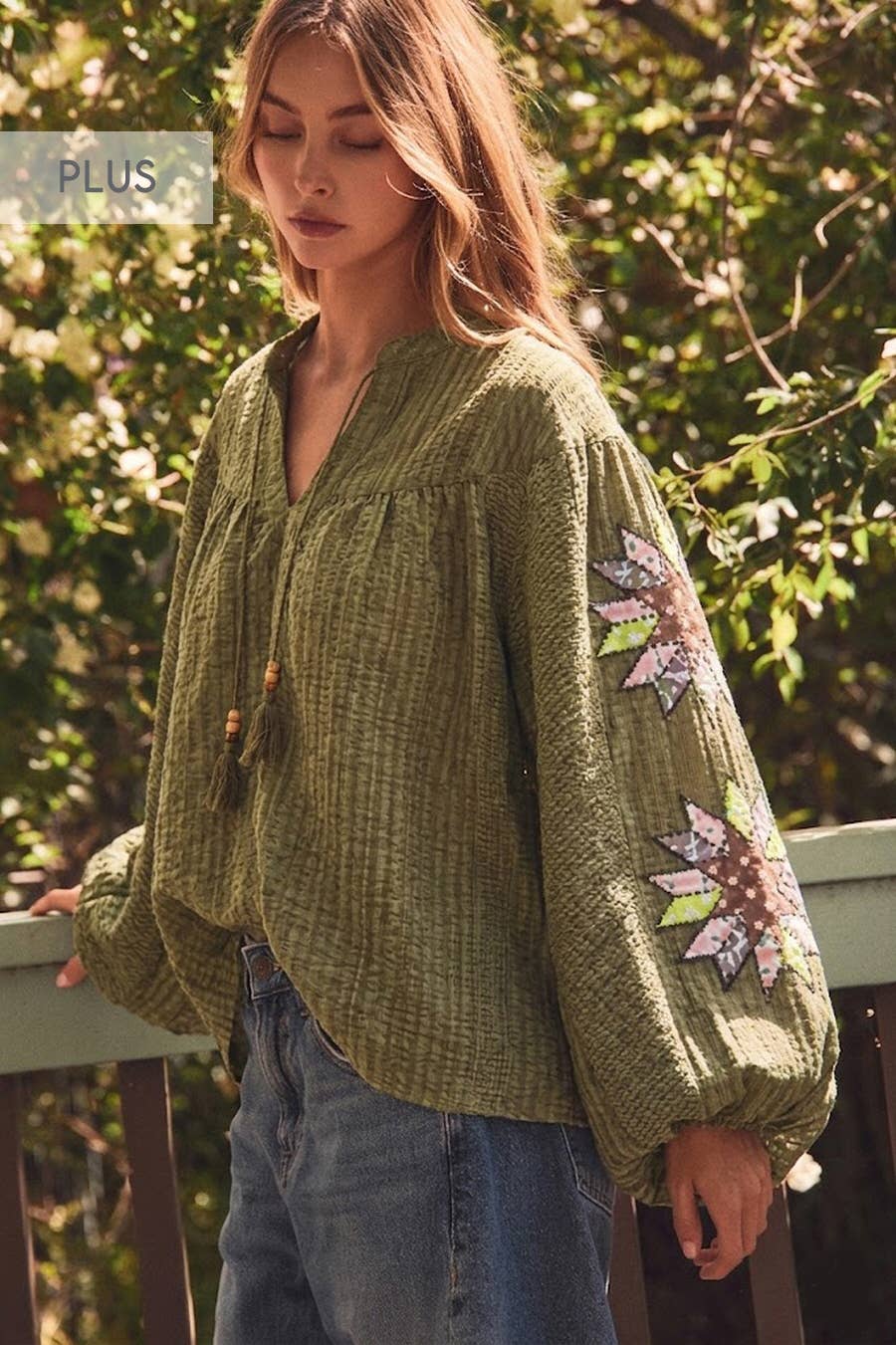 Crinkled Peasant Top - Plus