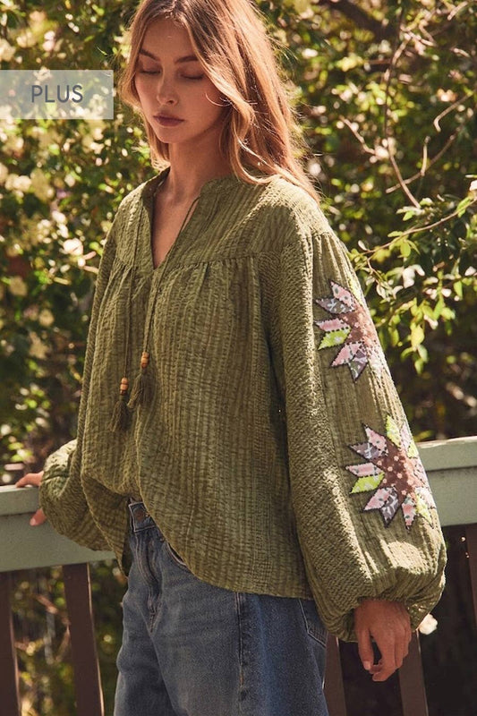 Crinkled Peasant Top - Plus
