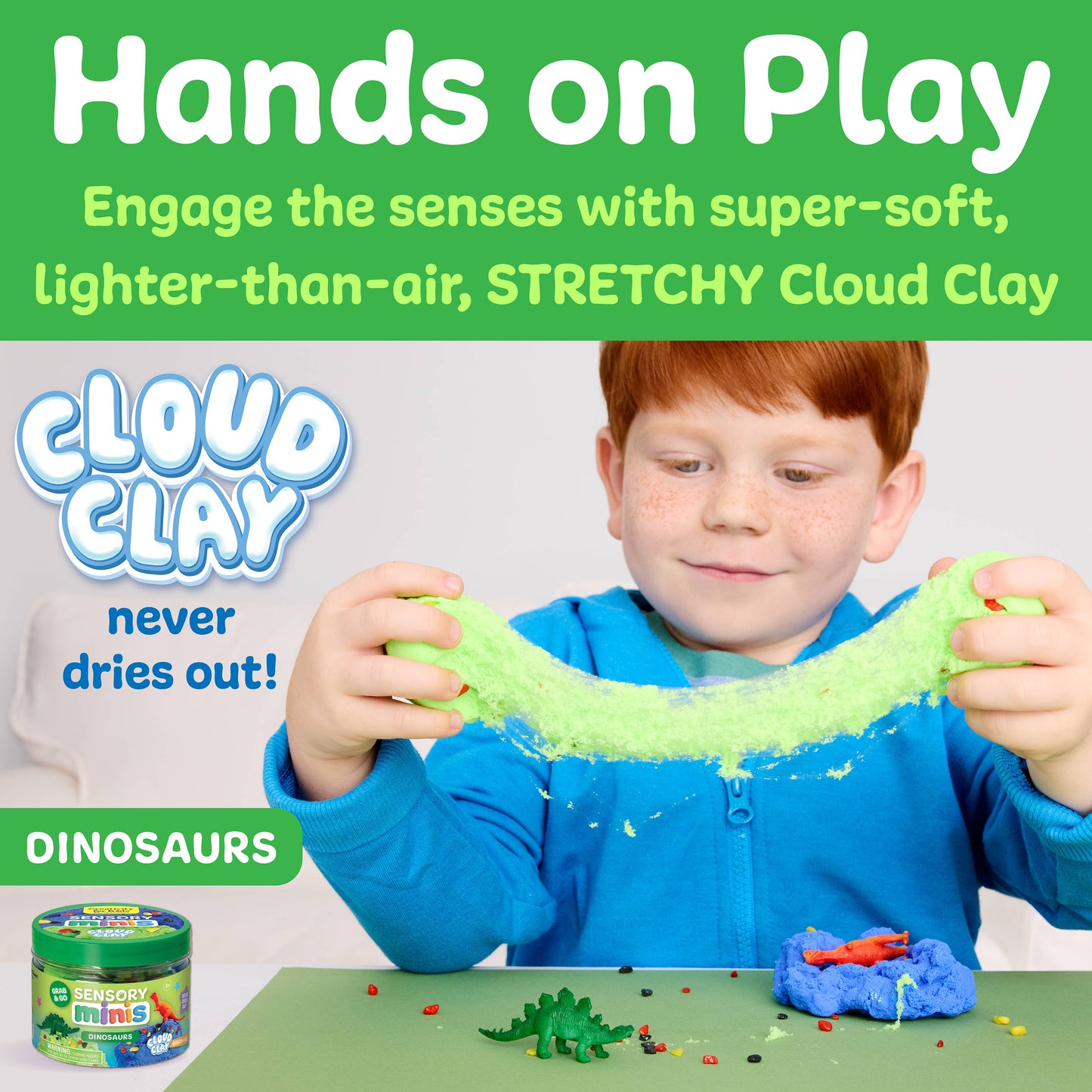 Dinosaur Theme - Sensory Mini Play Kit Jar with Cloud Clay