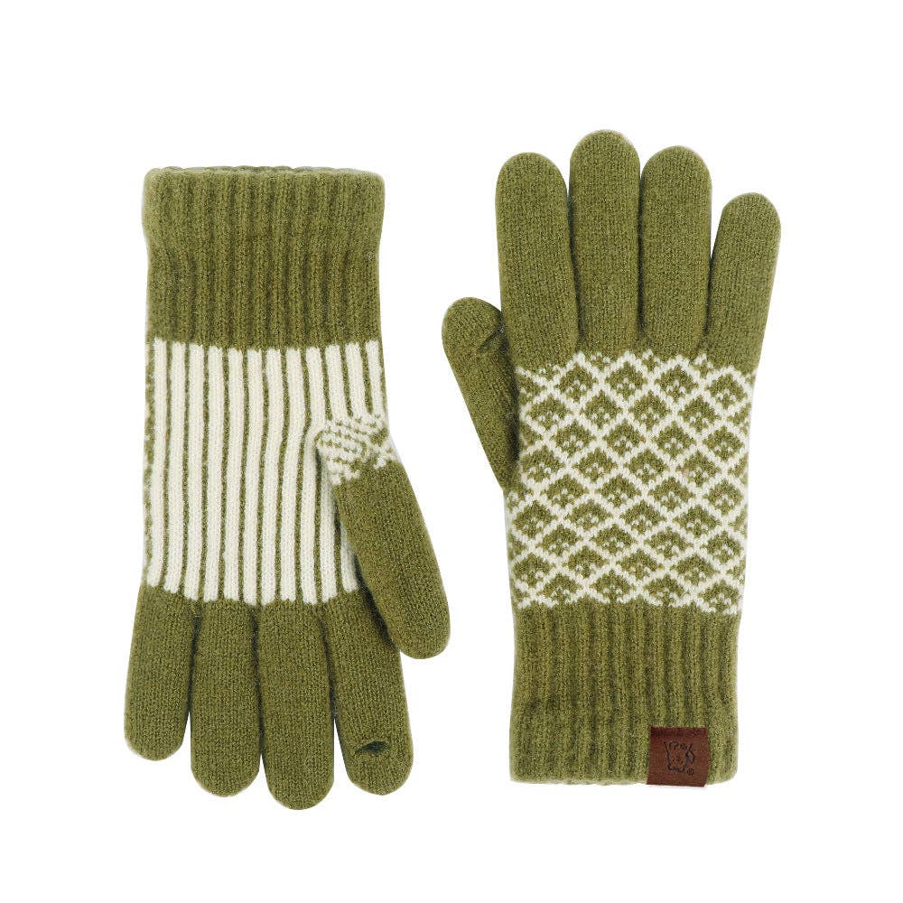 Vintage Jacquard Touch Screen Thicken Warm Gloves