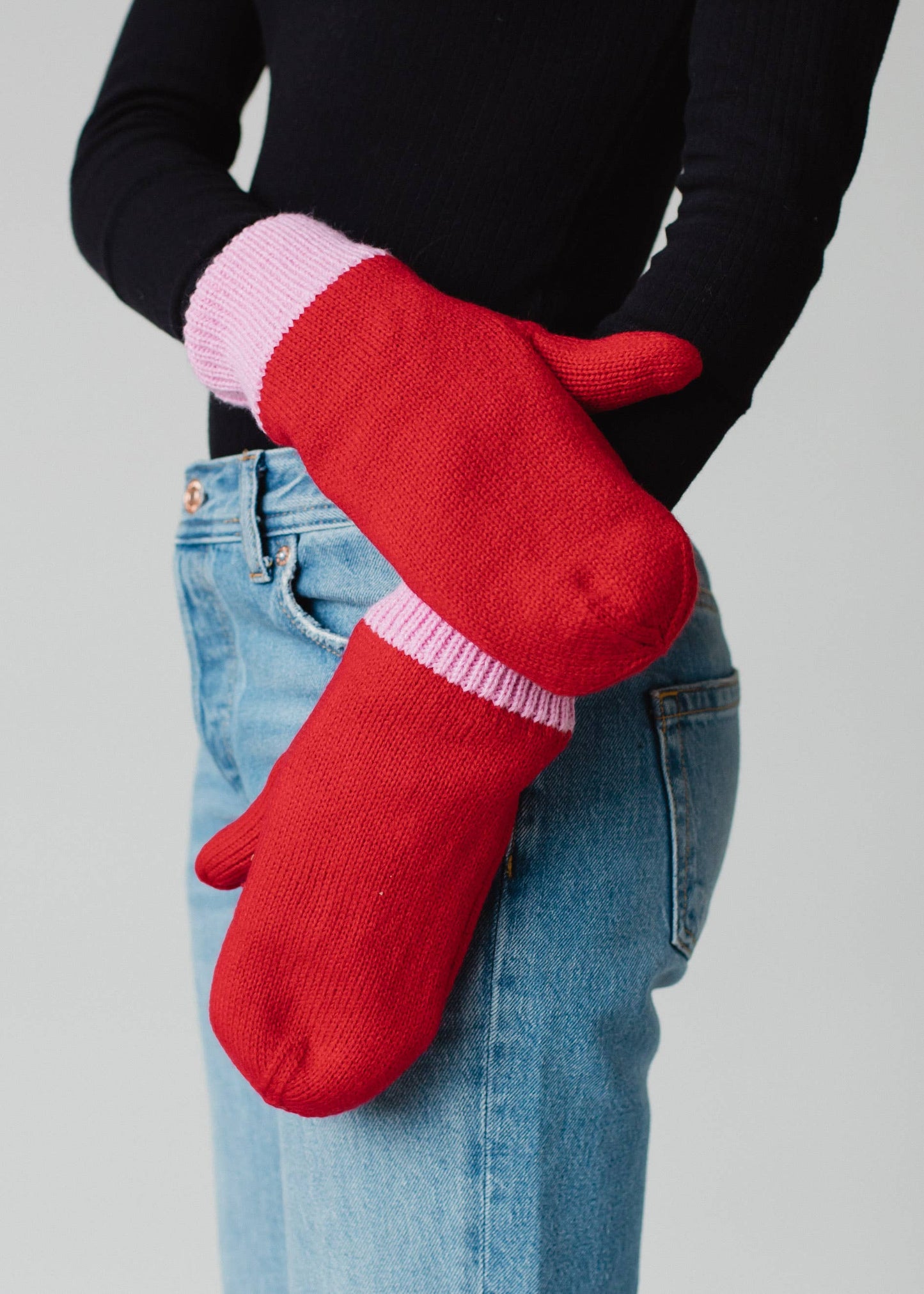 Red & Pink Knit Mittens