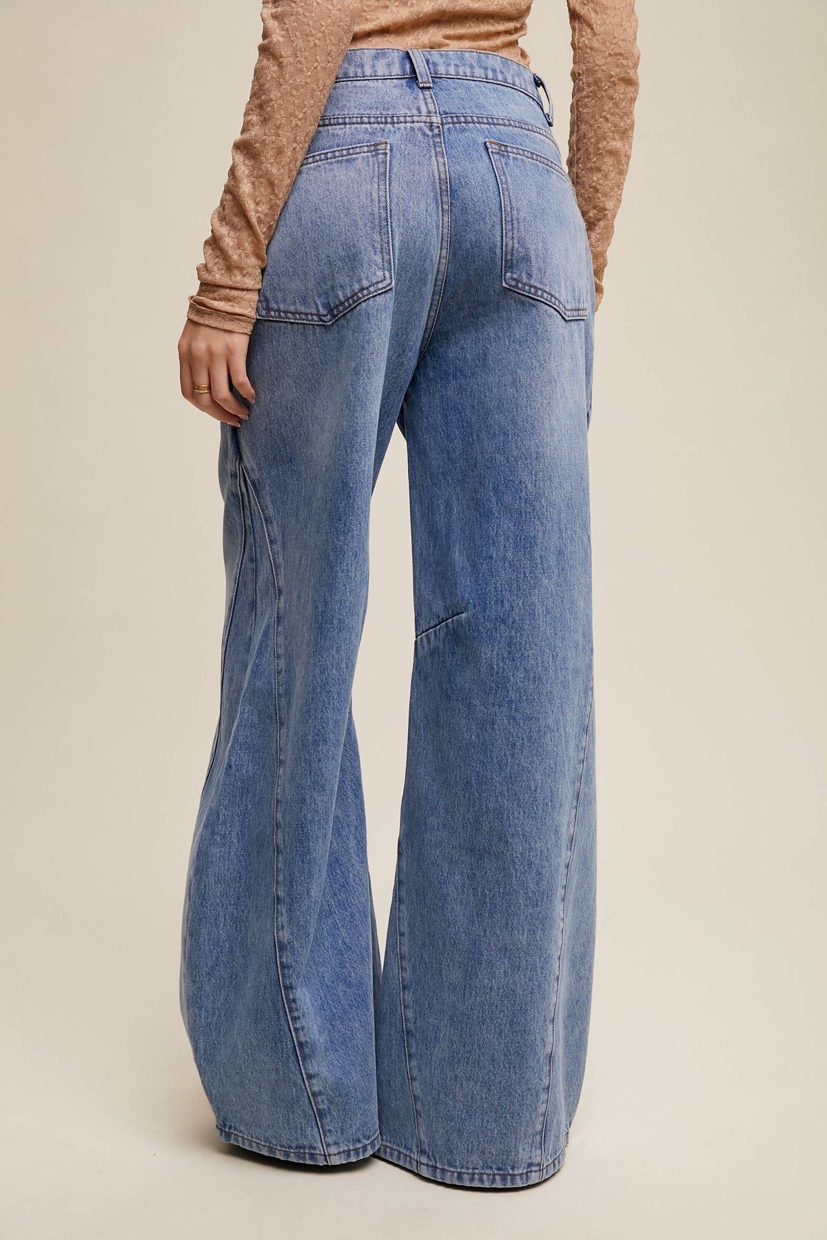 Wide-Leg Panel Detail Jeans