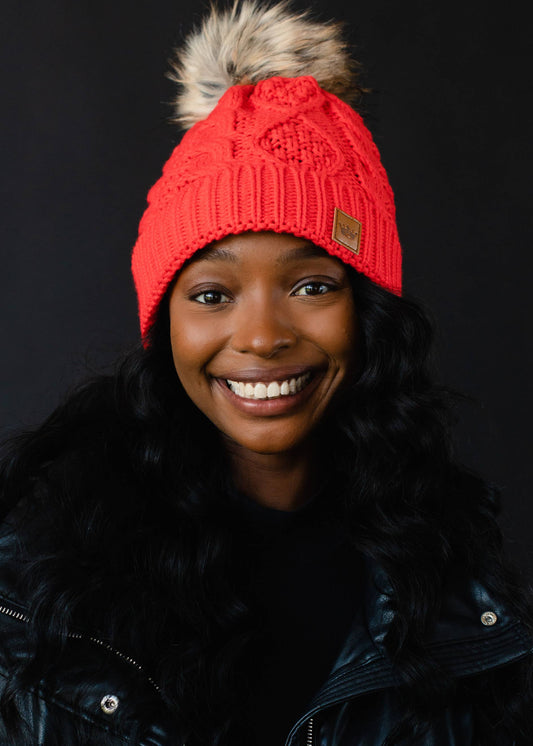 Watermelon Cable Knit Pom Hat