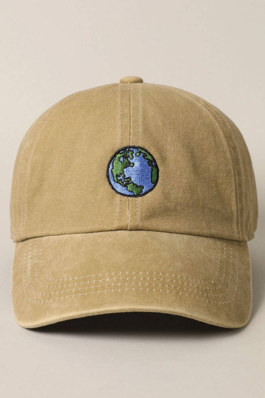 Earth Embroidery Adjustable Baseball Cap Hat