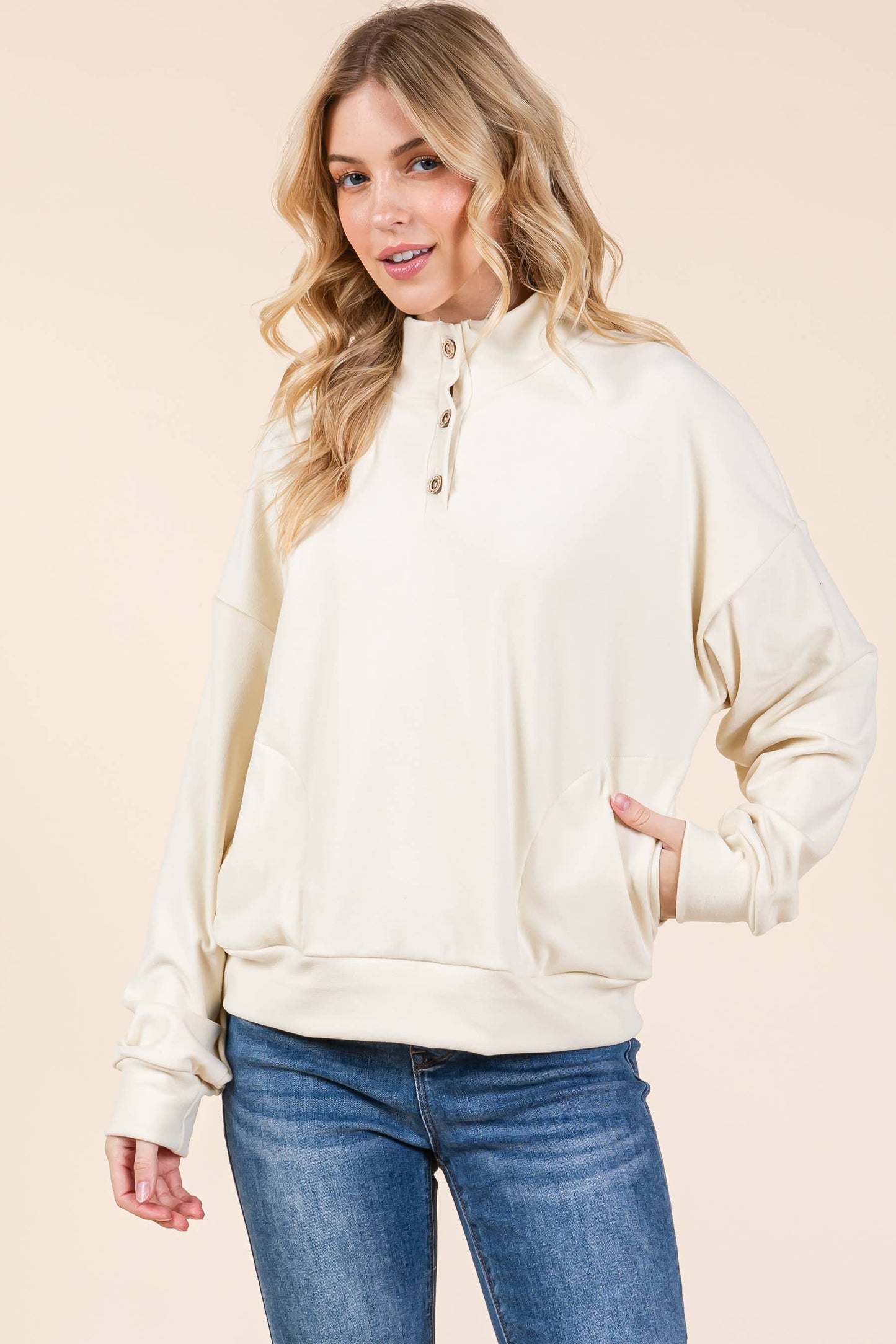 QUARTER BUTTON PULLOVER